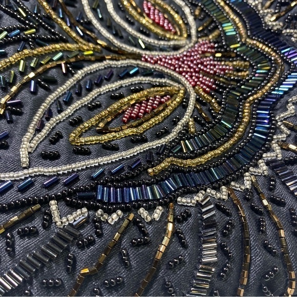 Carla Marchi black multi color beaded evening purse shoulder bag EUC - Picture 12 of 13